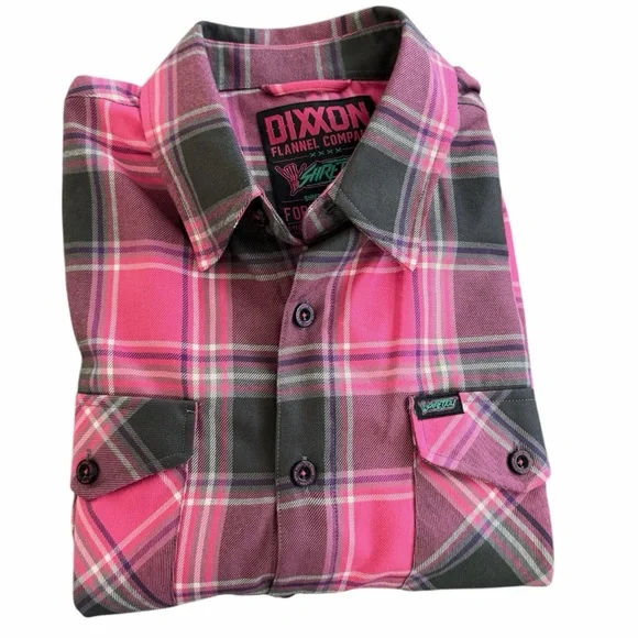 Dixxon x Shreddy Shred Till You're Dead Pink Plaid Flannel Size L